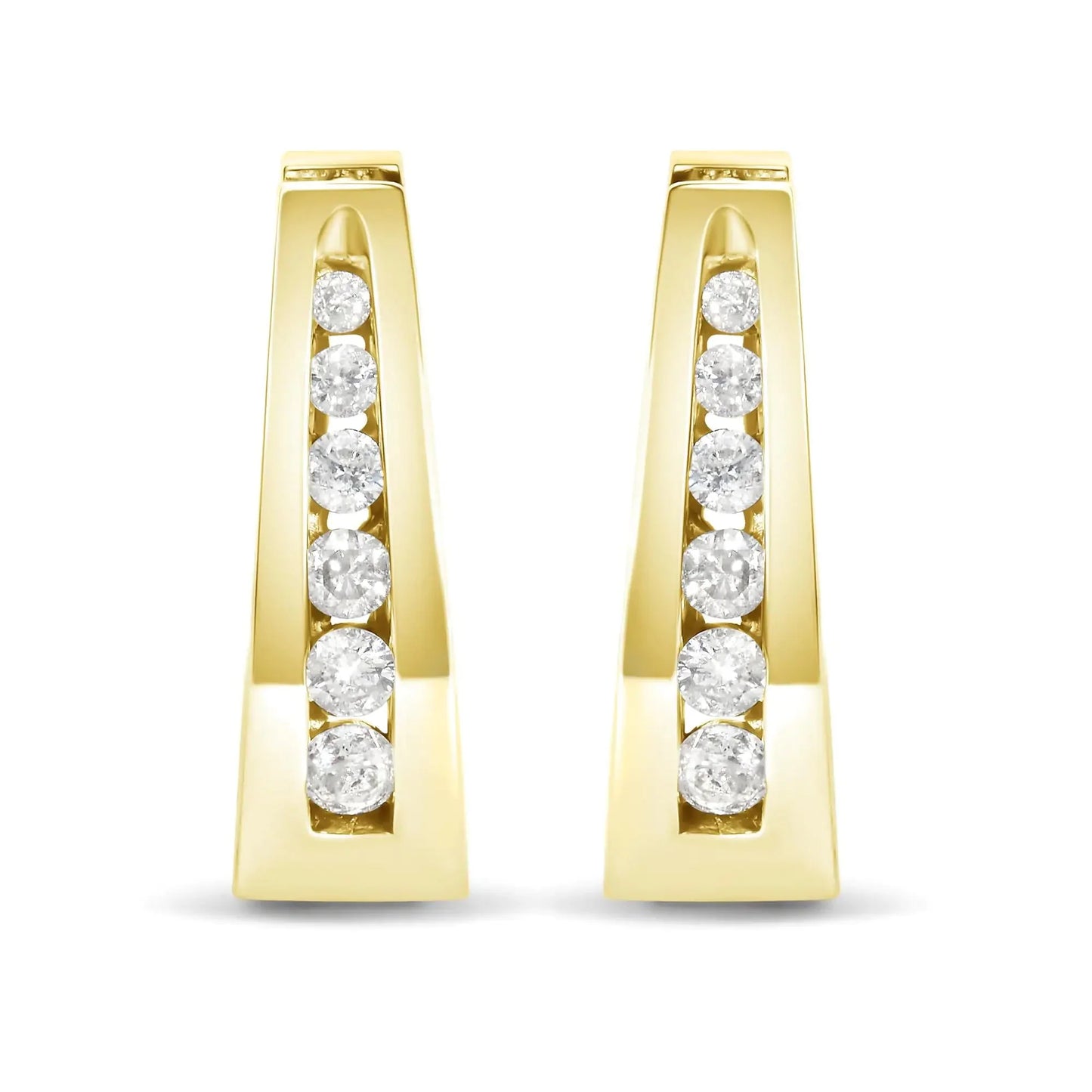 Boucles d'oreilles créoles en diamant serti à canal en or 14K