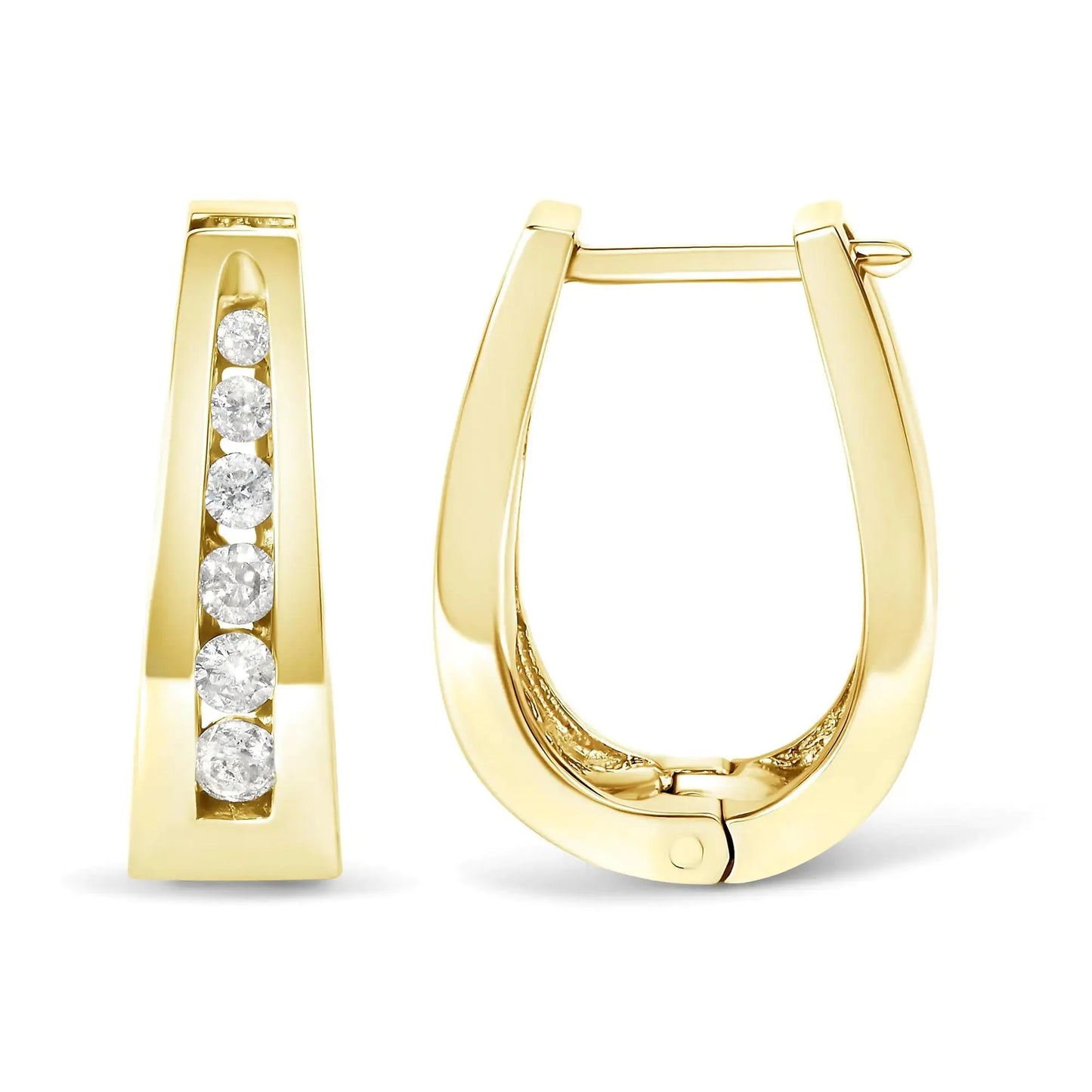 Boucles d'oreilles créoles en diamant serti à canal en or 14K