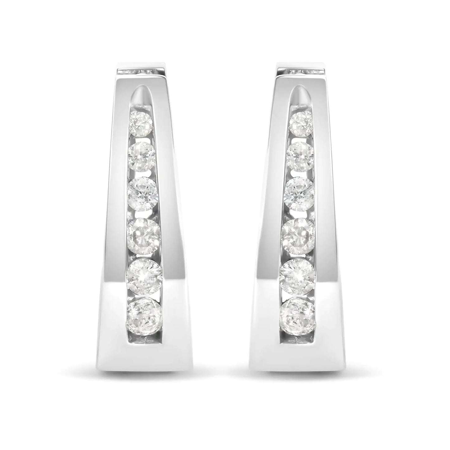 Boucles d'oreilles créoles en diamant serti à canal en or 14K