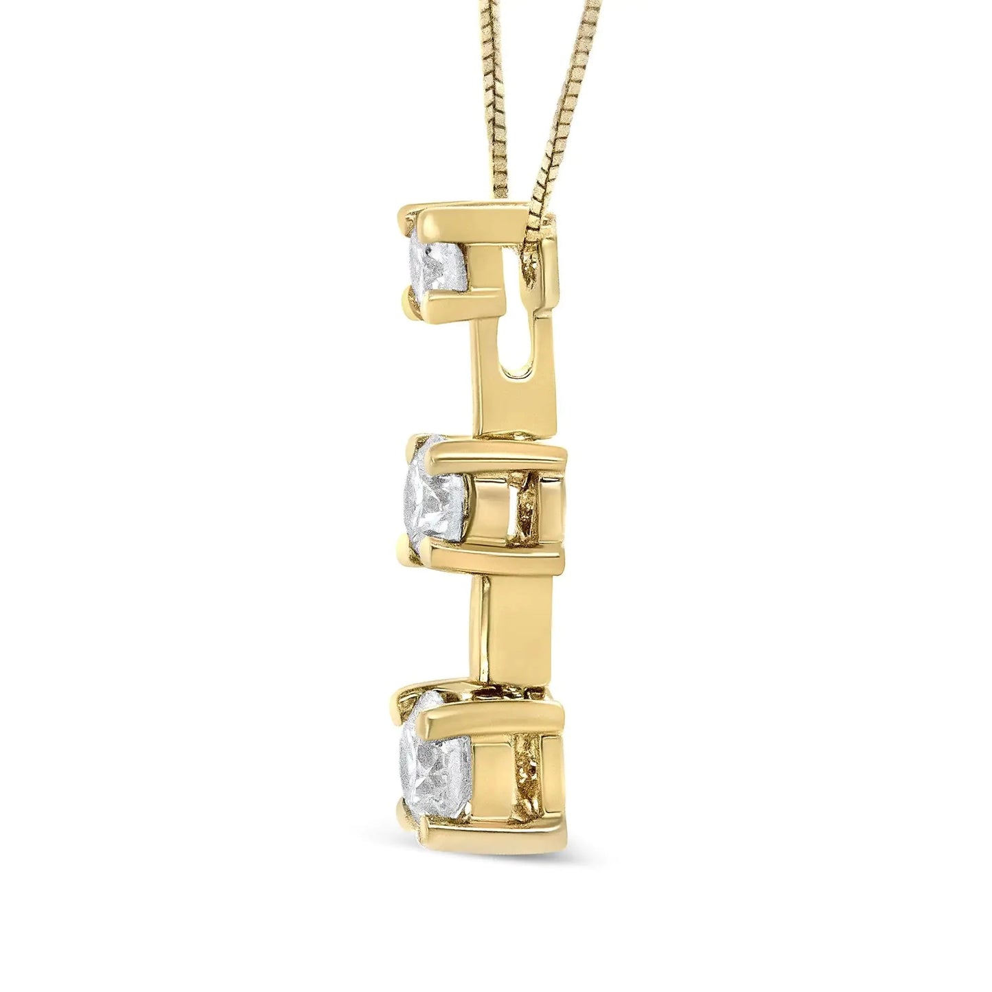 Collier pendentif en or 14K avec trois diamants ronds