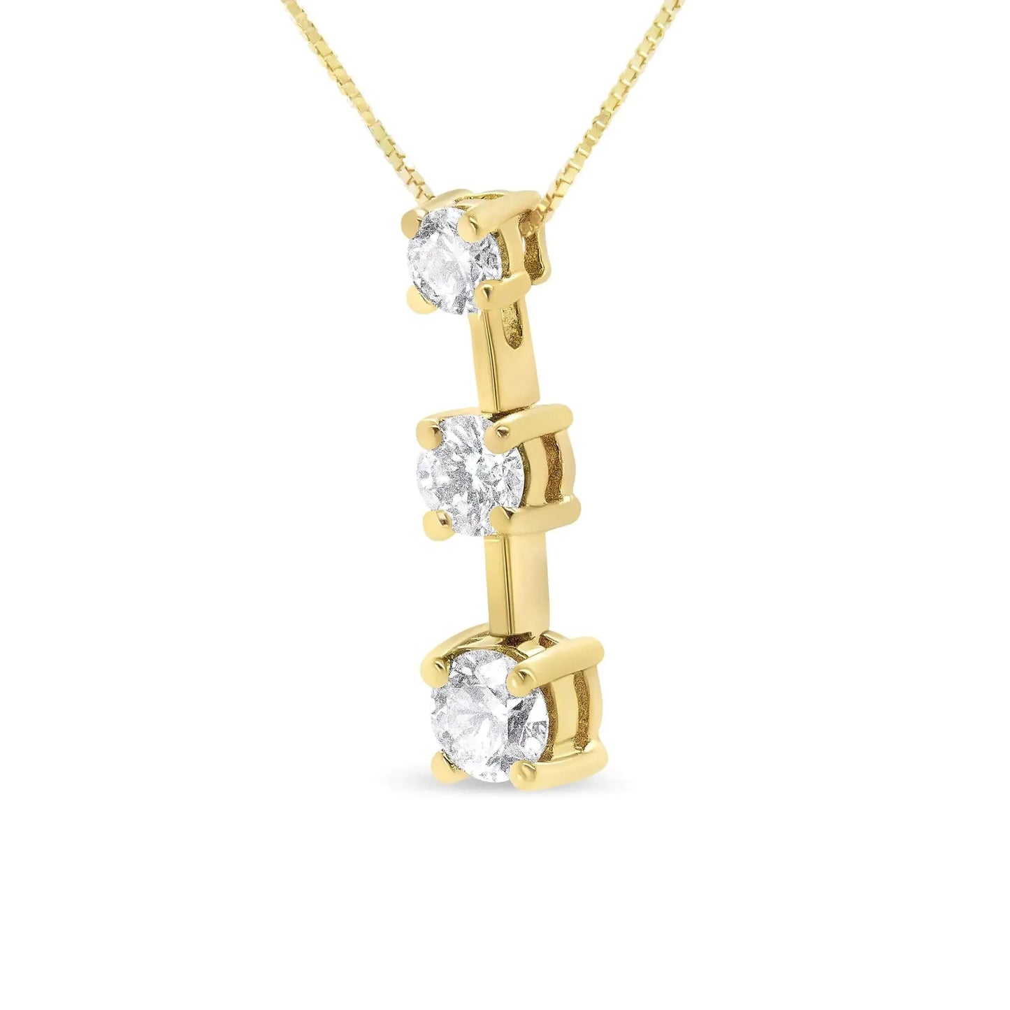 Collier pendentif en or 14K avec trois diamants ronds