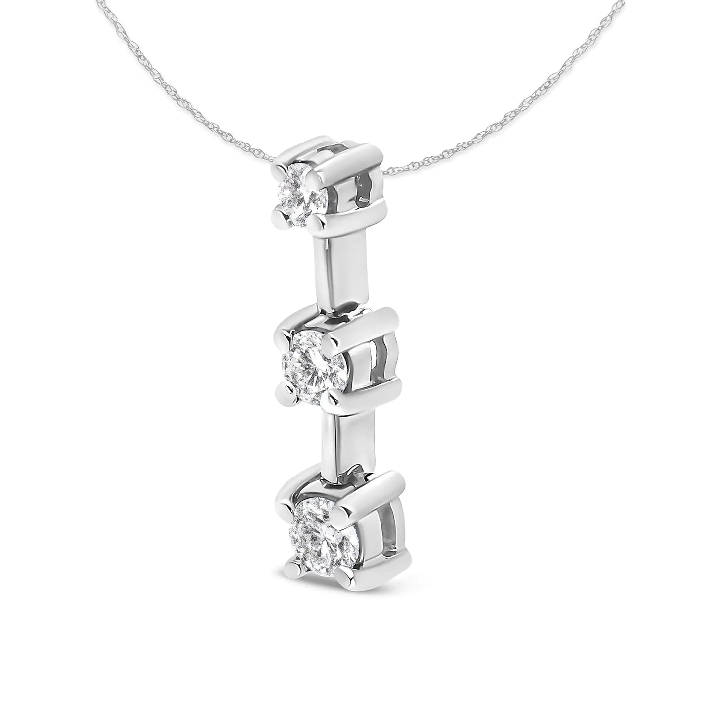 Collier pendentif en or 14K avec trois diamants ronds