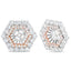 Chaqueta de Aretes Doble Halo de Diamante en Oro Rosa y Blanco de 14K