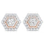 Chaqueta de Aretes Doble Halo de Diamante en Oro Rosa y Blanco de 14K