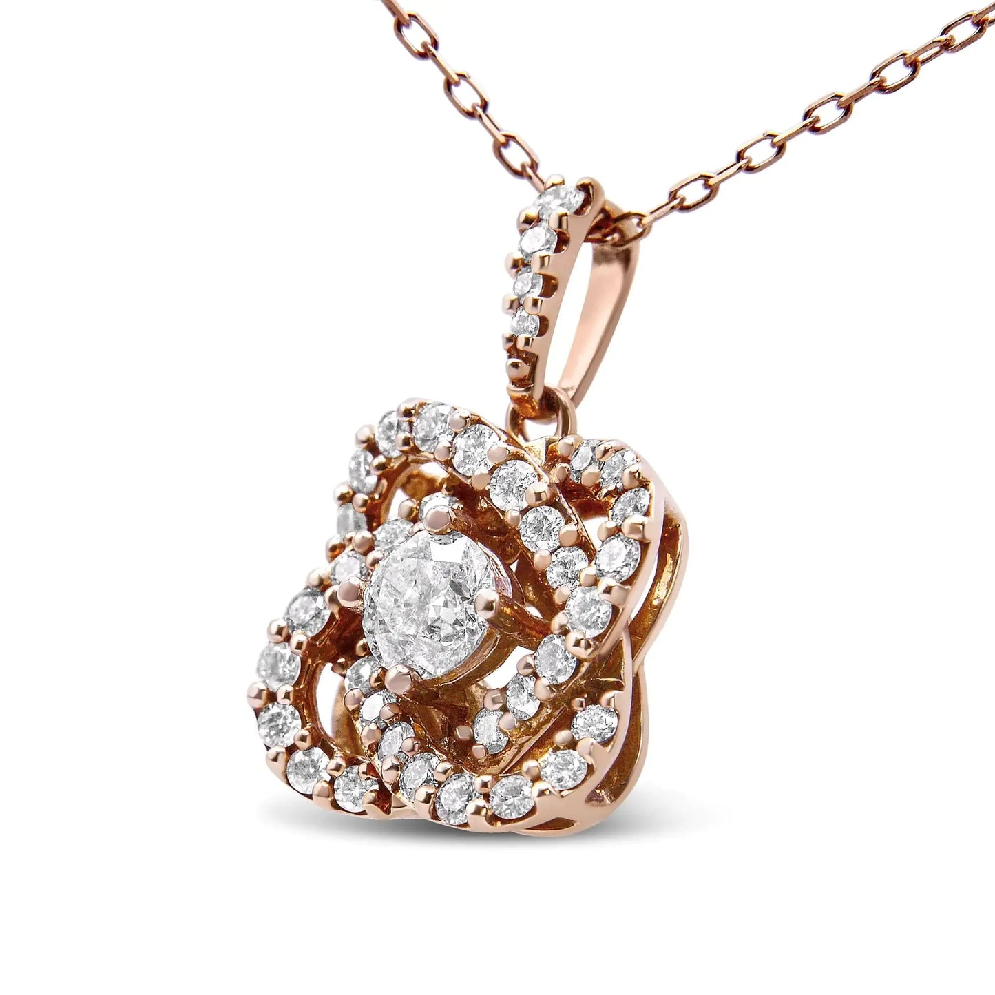Collar con Colgante de Diamante en Cruz de Oro Rosa de 14K
