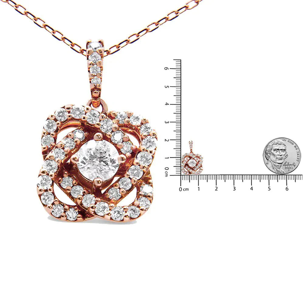 Collar con Colgante de Diamante en Cruz de Oro Rosa de 14K