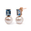 14K Rose Gold Cultured Pearl & Swiss Blue Topaz Drop Earrings