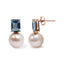14K Rose Gold Cultured Pearl & Swiss Blue Topaz Drop Earrings