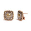 Boucles d'oreilles en or rose 14K avec diamants fancy color en forme de coussin et halo