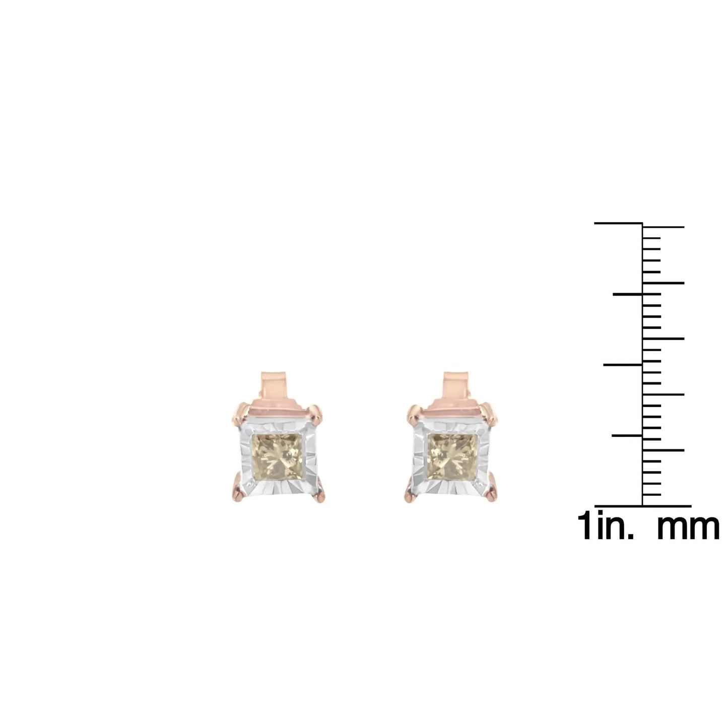 Boucles d'oreilles en diamant solitaire plaquées or rose 14K à deux tons