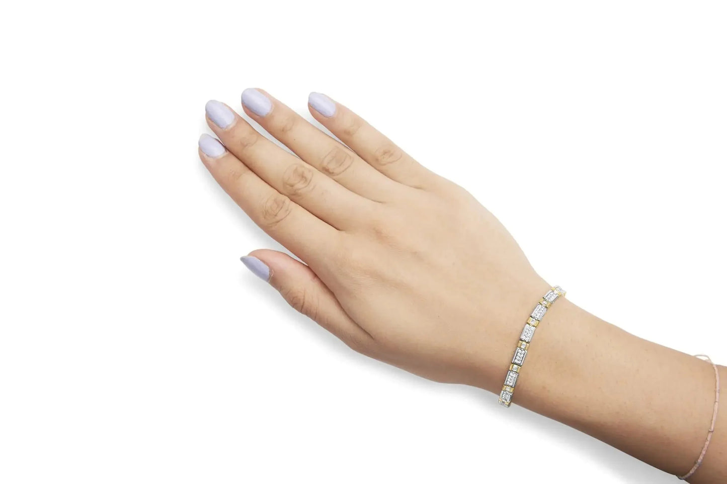 Bracelet en or 14k bicolore avec diamants en barre - 2,00 Cttw