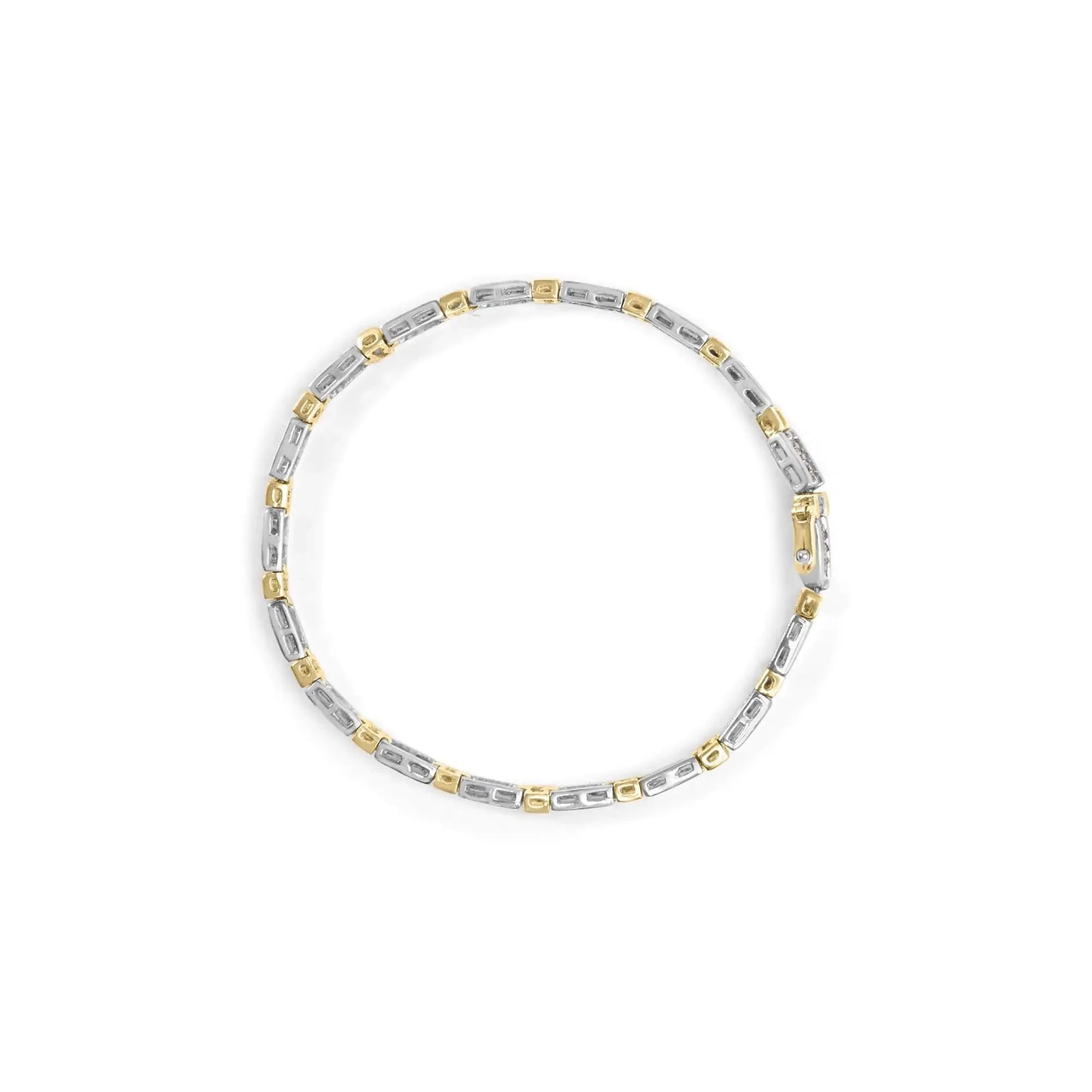 Bracelet en or 14k bicolore avec diamants en barre - 2,00 Cttw