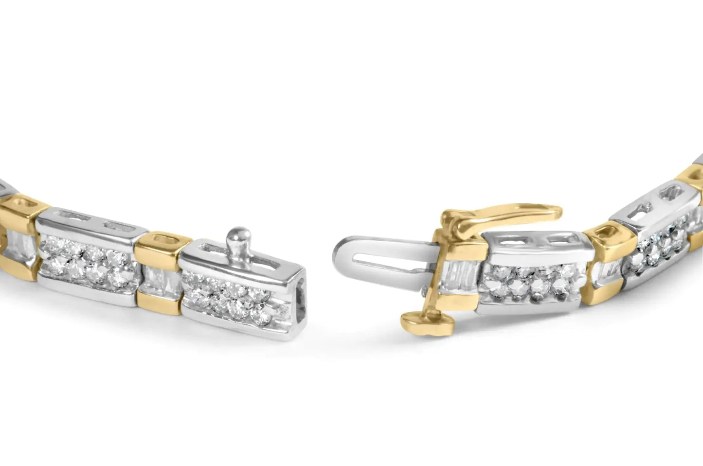 Bracelet en or 14k bicolore avec diamants en barre - 2,00 Cttw