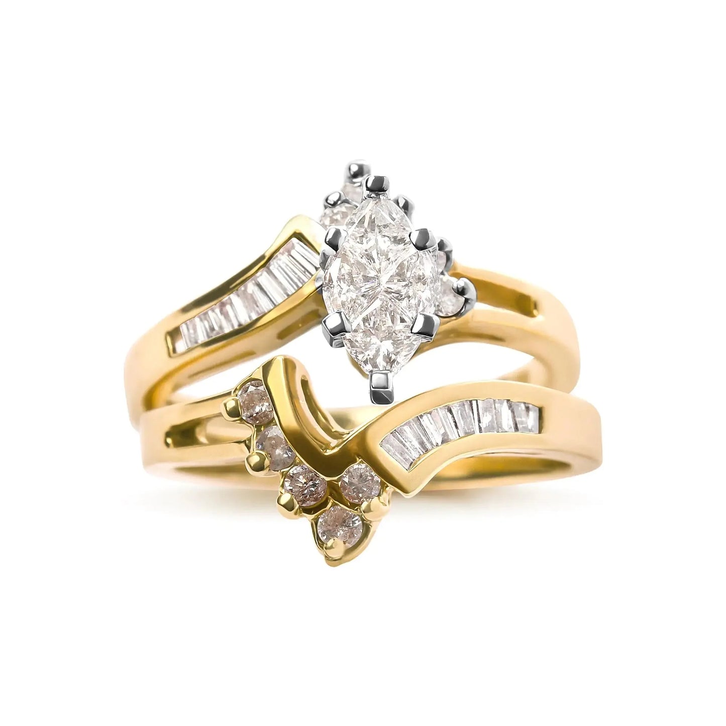 Conjunto de Anillo de Compromiso de Diamante de Dos Tonos de 14K - 0.75 Cttw