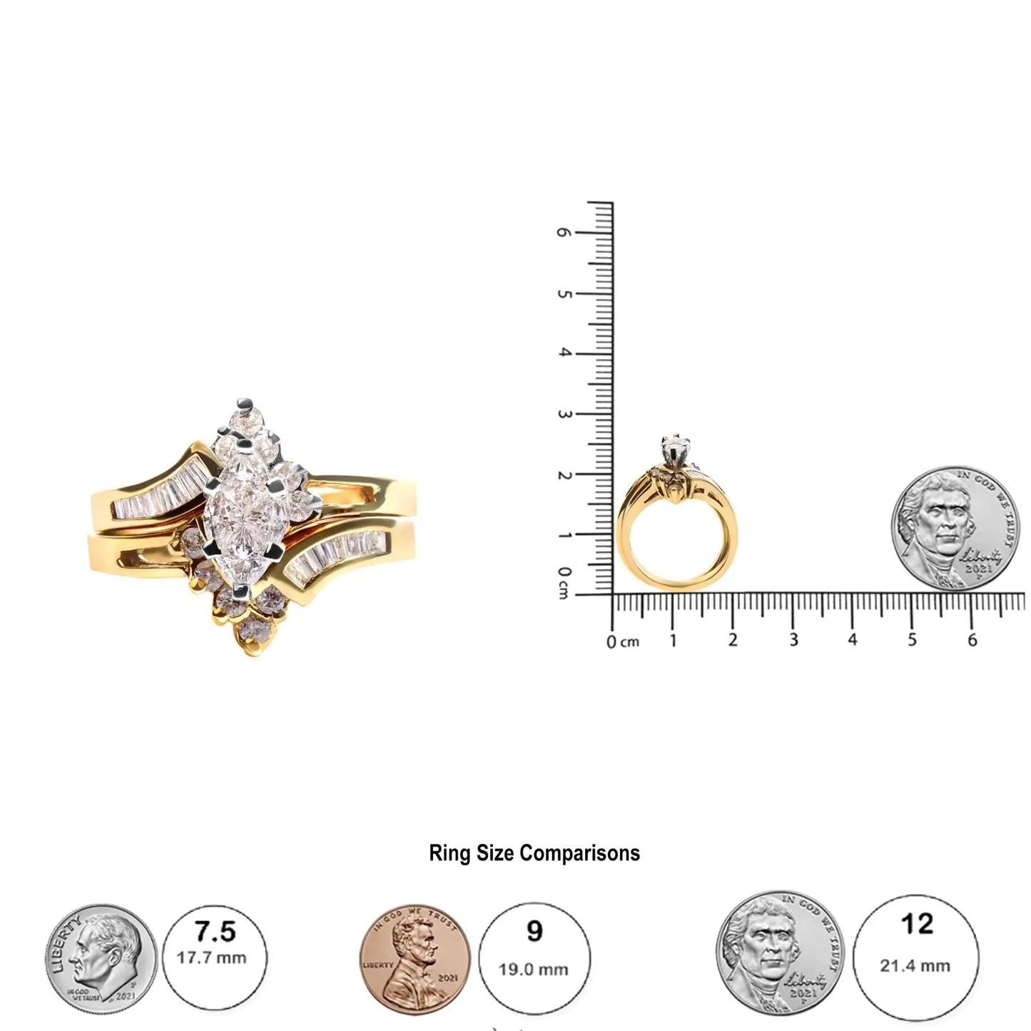 Conjunto de Anillo de Compromiso de Diamante de Dos Tonos de 14K - 0.75 Cttw