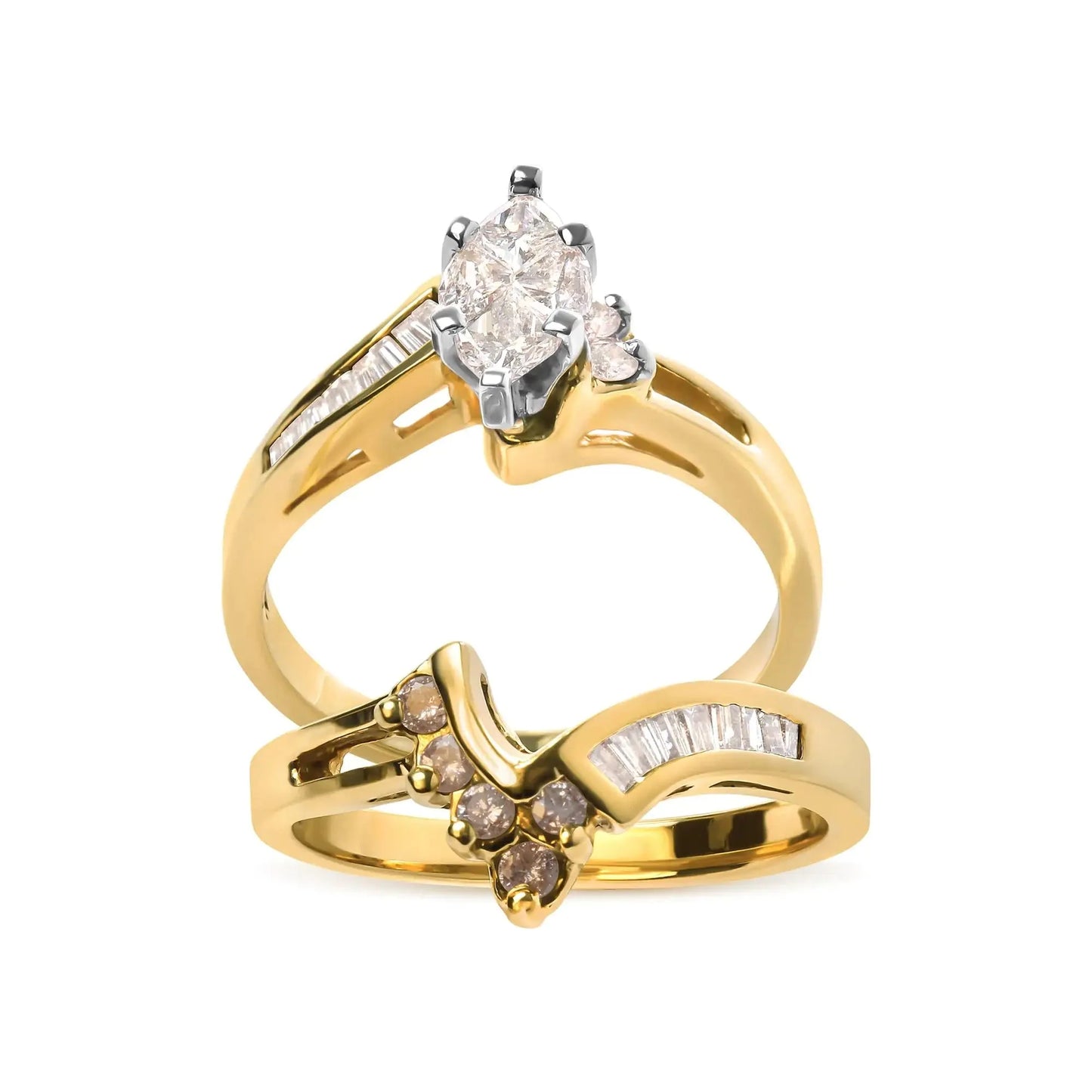 Conjunto de Anillo de Compromiso de Diamante de Dos Tonos de 14K - 0.75 Cttw