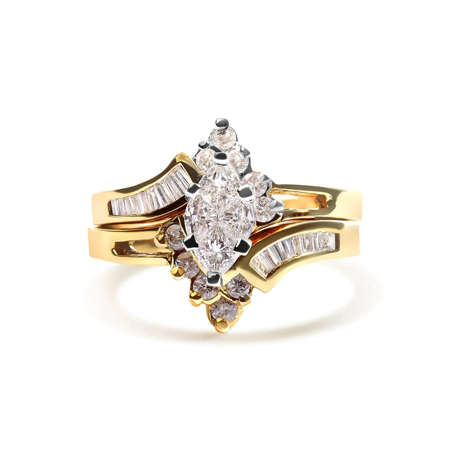 Conjunto de Anillo de Compromiso de Diamante de Dos Tonos de 14K - 0.75 Cttw