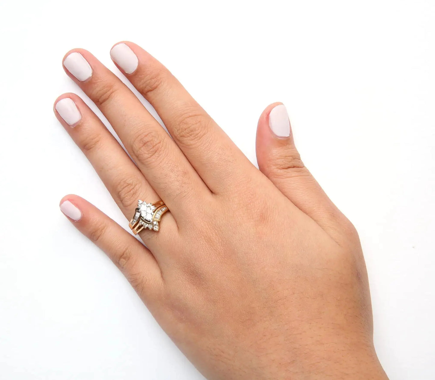 Conjunto de Anillo de Compromiso de Diamante de Dos Tonos de 14K - 0.75 Cttw