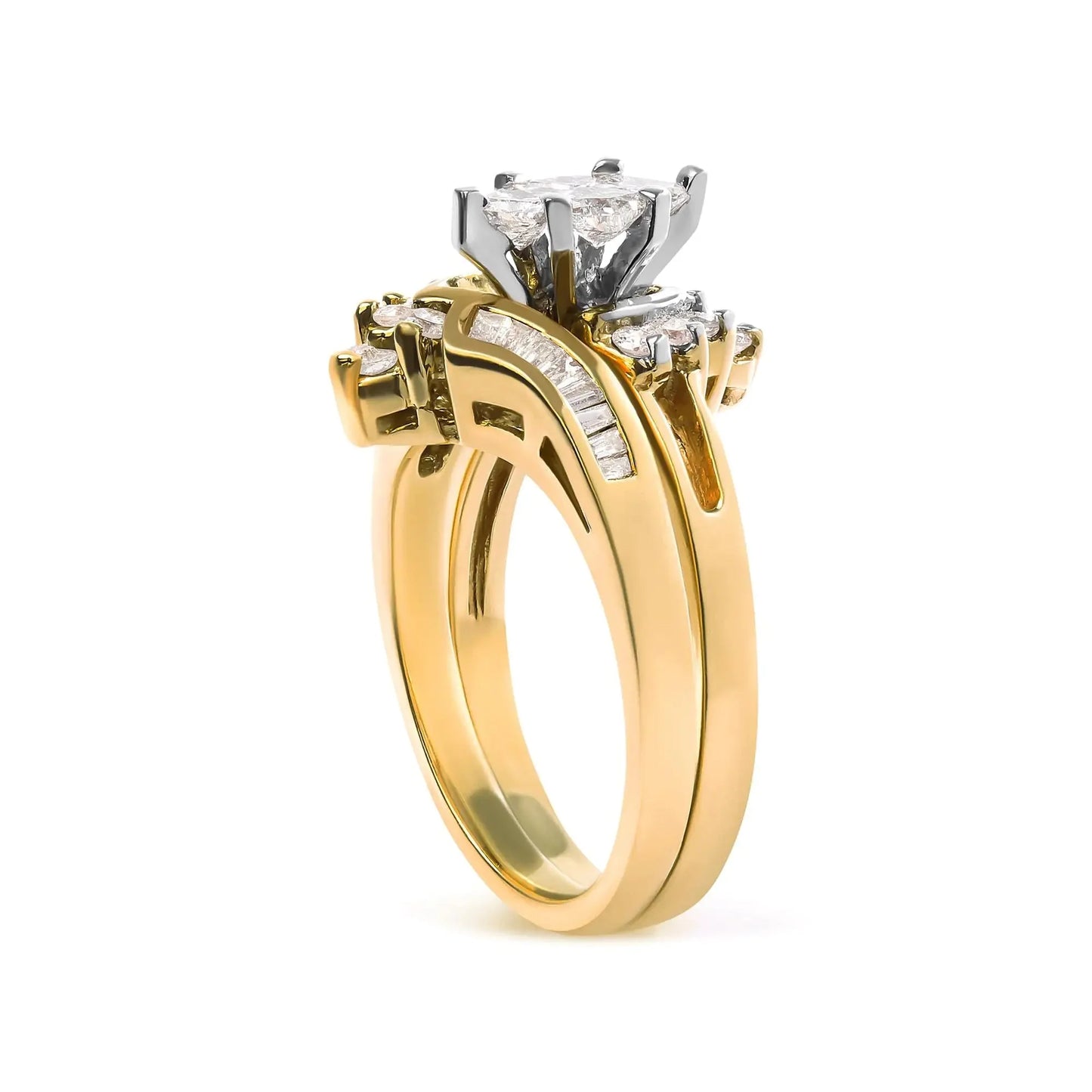 Conjunto de Anillo de Compromiso de Diamante de Dos Tonos de 14K - 0.75 Cttw