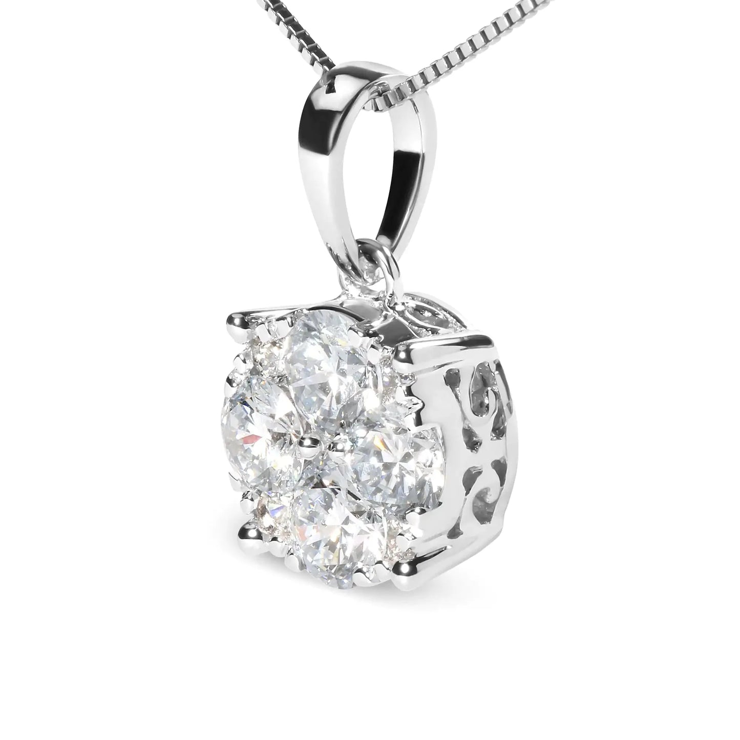 Pendentif en diamant en cluster en or blanc 14 carats