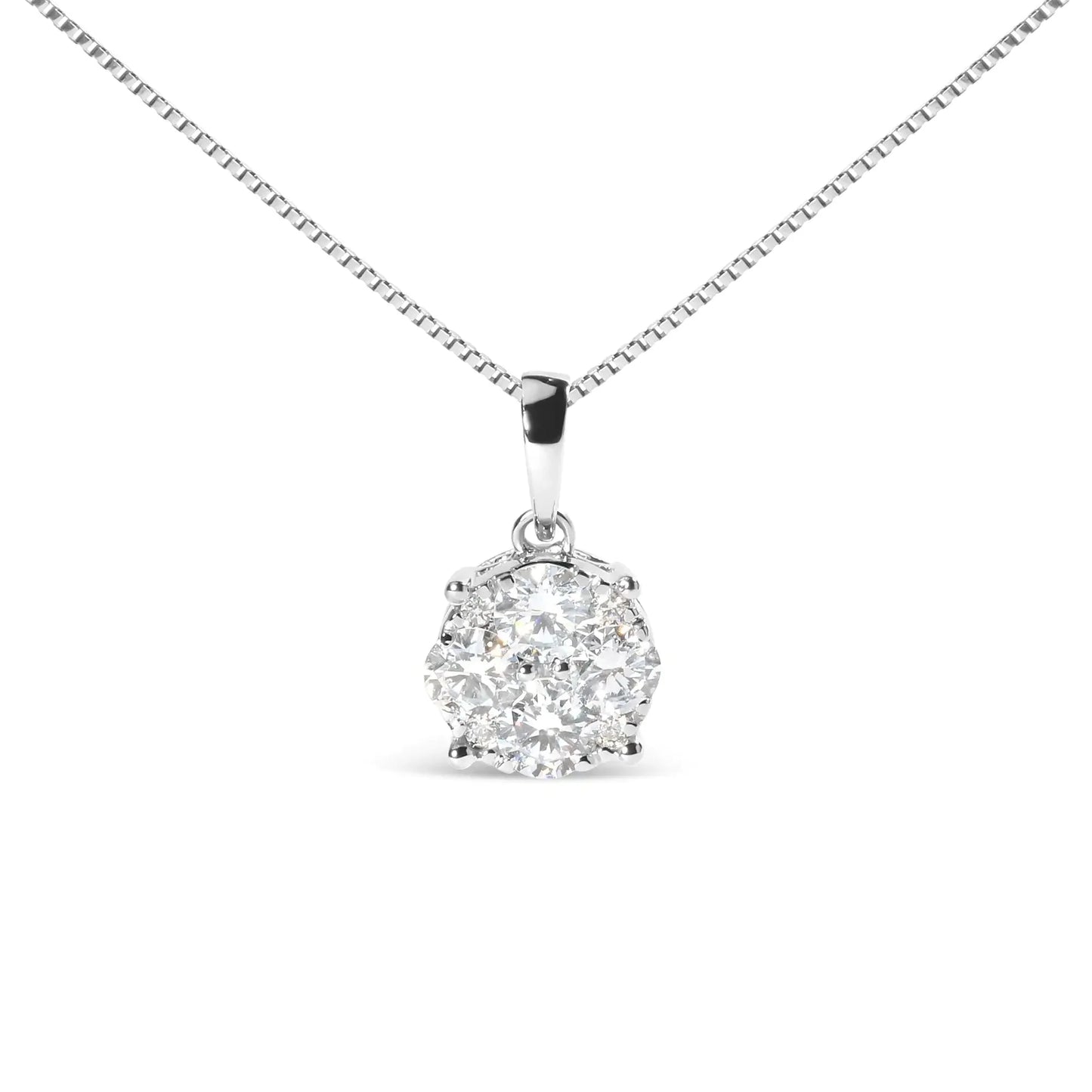 Pendentif en diamant en cluster en or blanc 14 carats
