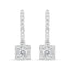 Pendientes colgantes de halo de diamantes en oro blanco de 14 quilates