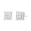 Boucles d'oreilles contemporaines en or blanc 14K avec diamants taille princesse