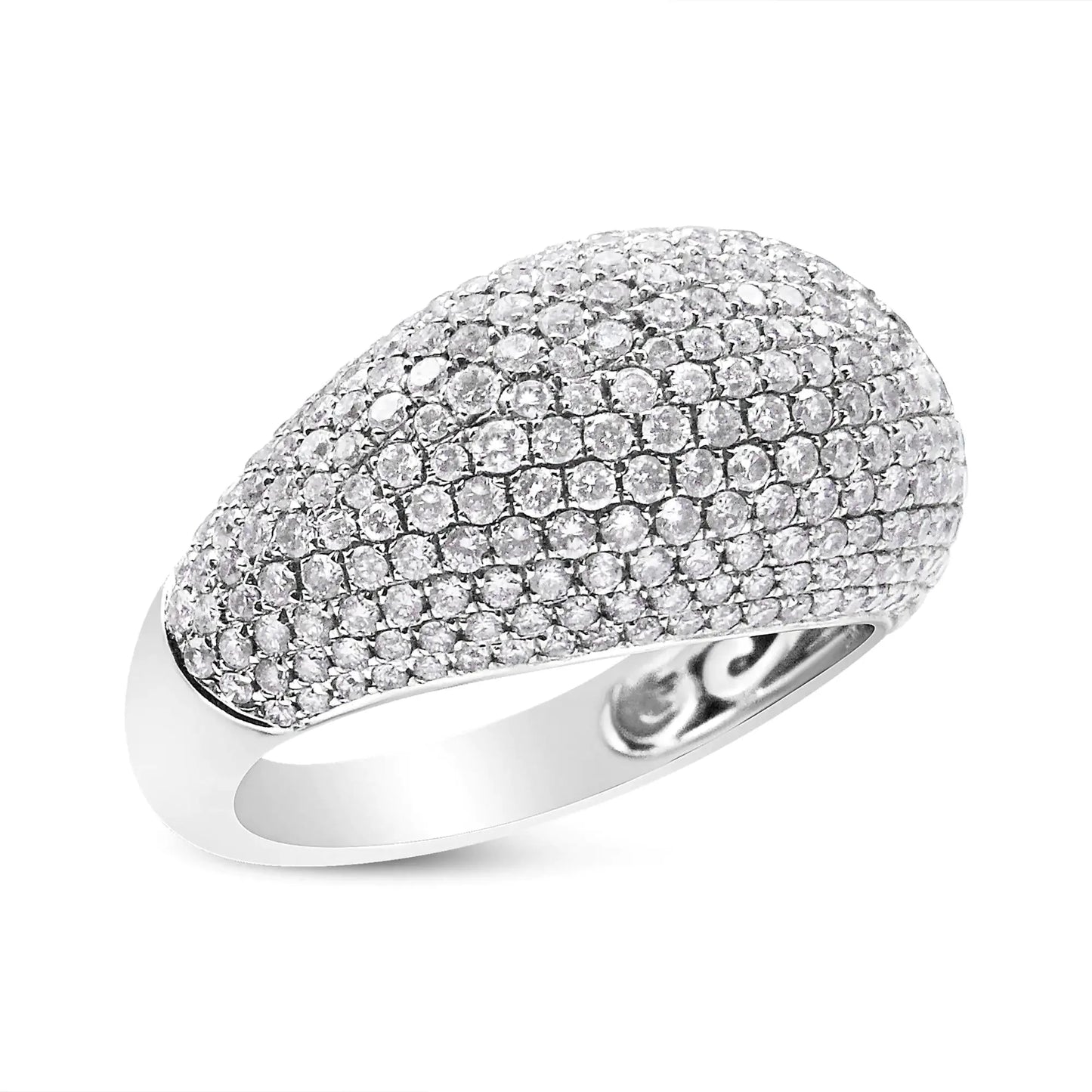 14K White Gold Round-Cut Diamond Cluster Band Ring