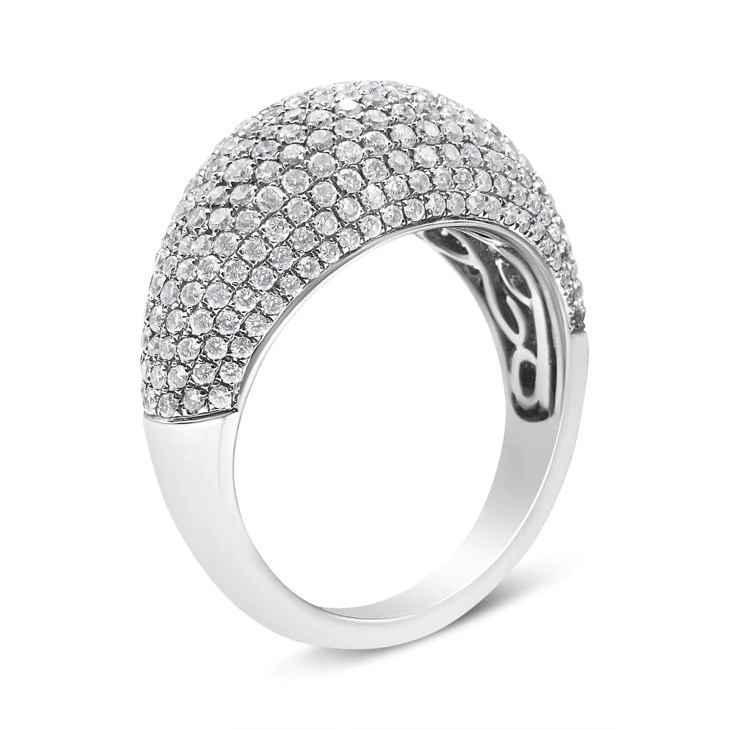 14K White Gold Round-Cut Diamond Cluster Band Ring