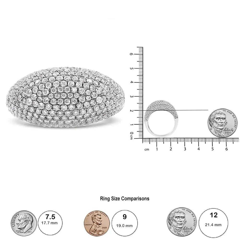 14K White Gold Round-Cut Diamond Cluster Band Ring
