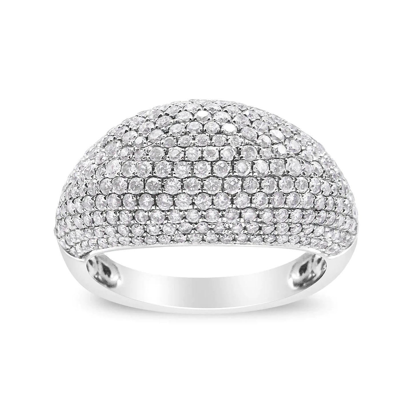 14K White Gold Round-Cut Diamond Cluster Band Ring