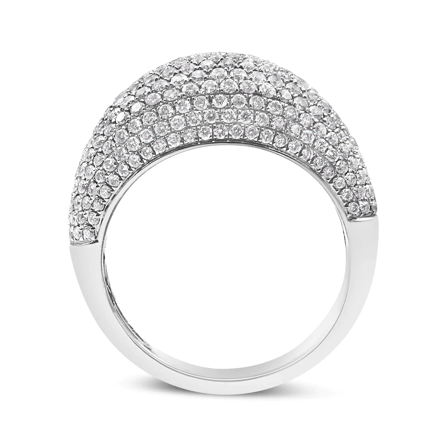 14K White Gold Round-Cut Diamond Cluster Band Ring