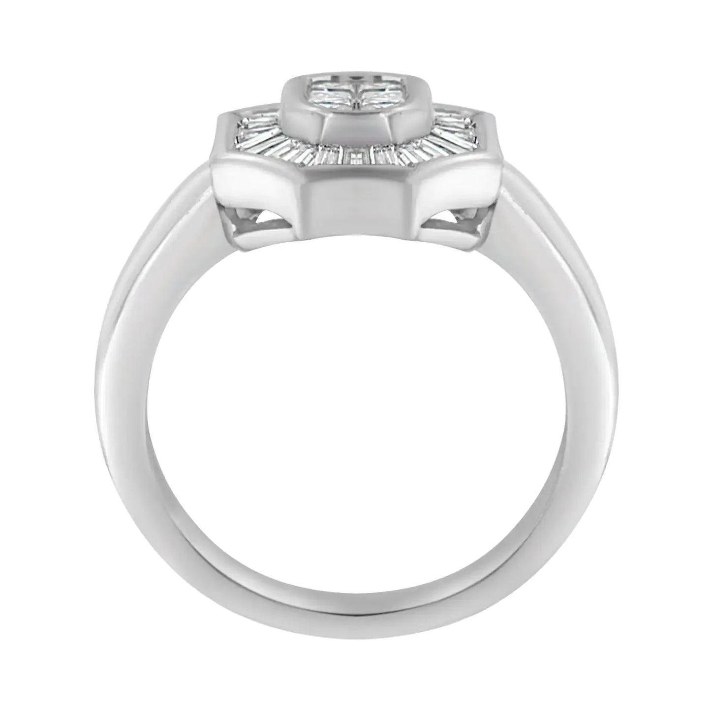 14K White Gold Baguette & Princess-Cut Diamond Cocktail Ring