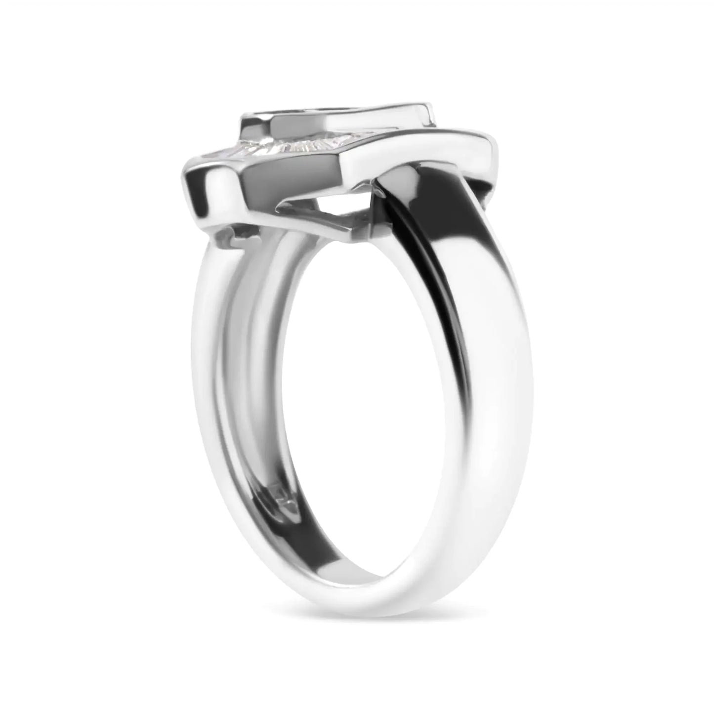 14K White Gold Baguette & Princess-Cut Diamond Cocktail Ring