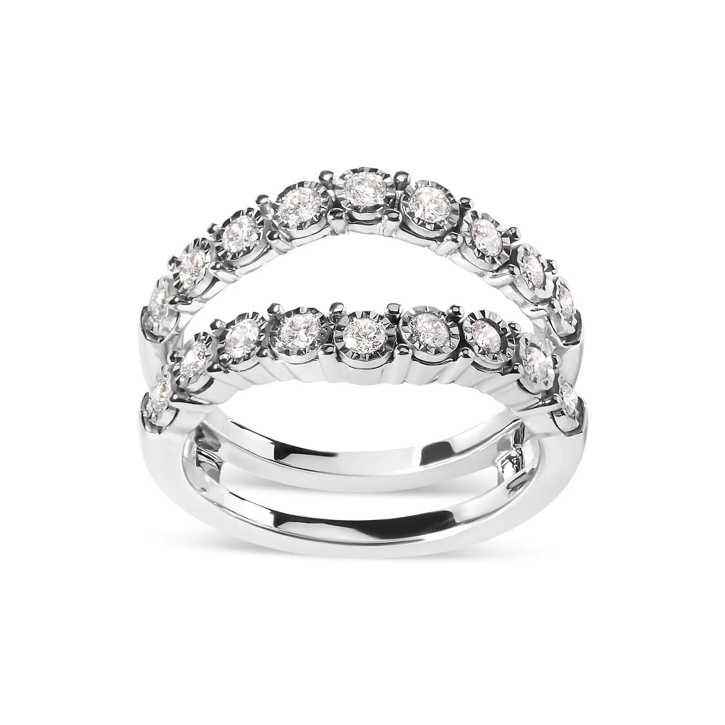 Anillo Guardián de Diamantes Envolvente de Oro Blanco de 14k