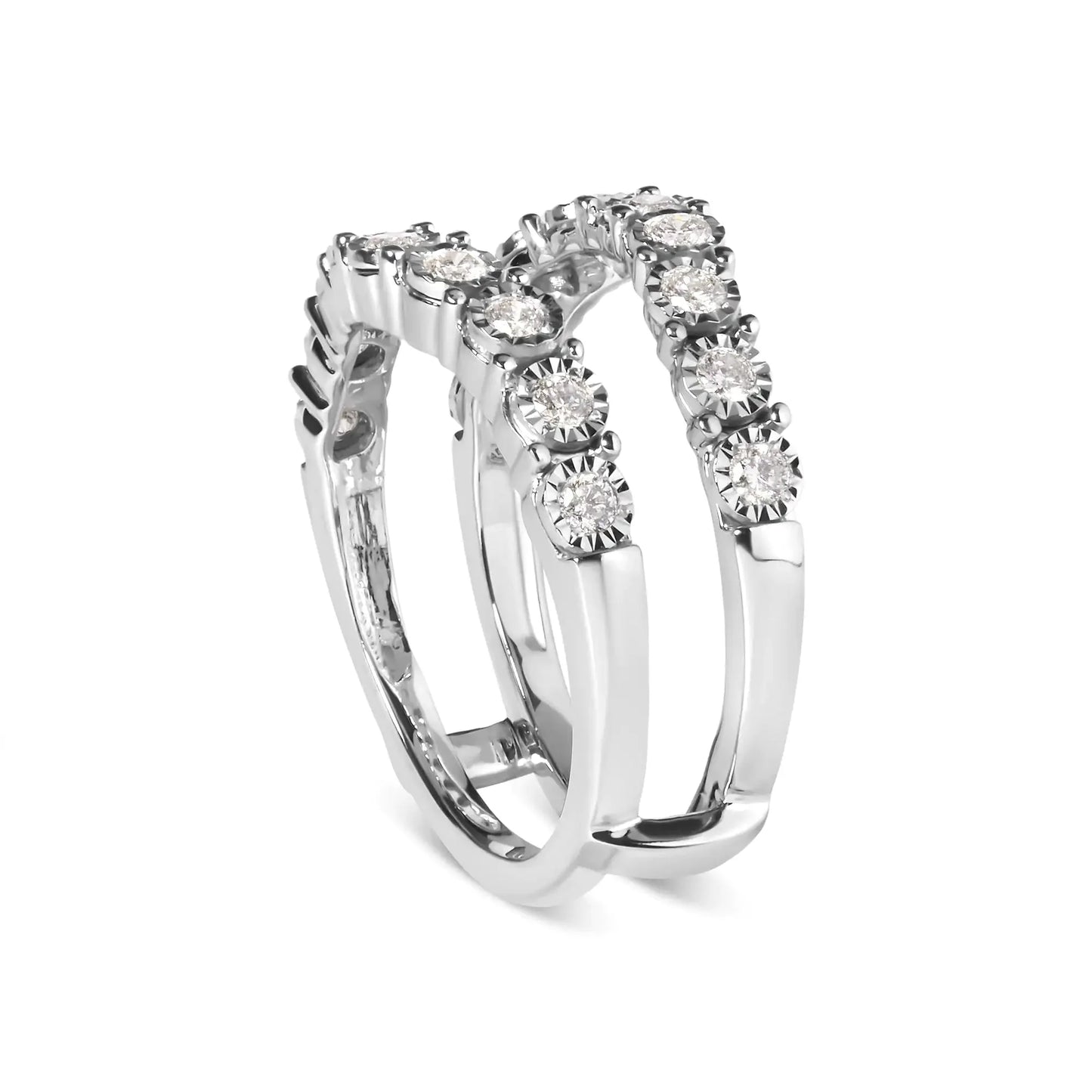 Anillo Guardián de Diamantes Envolvente de Oro Blanco de 14k