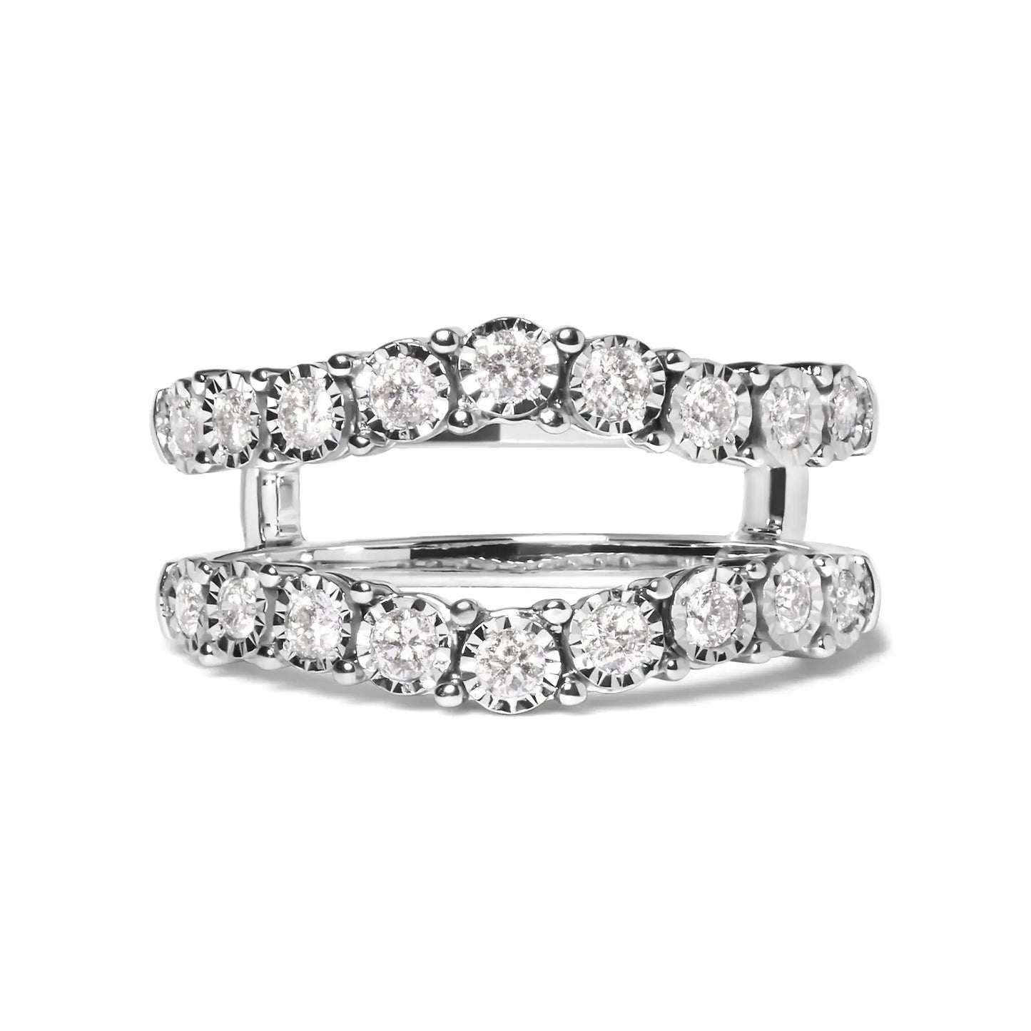 Anillo Guardián de Diamantes Envolvente de Oro Blanco de 14k