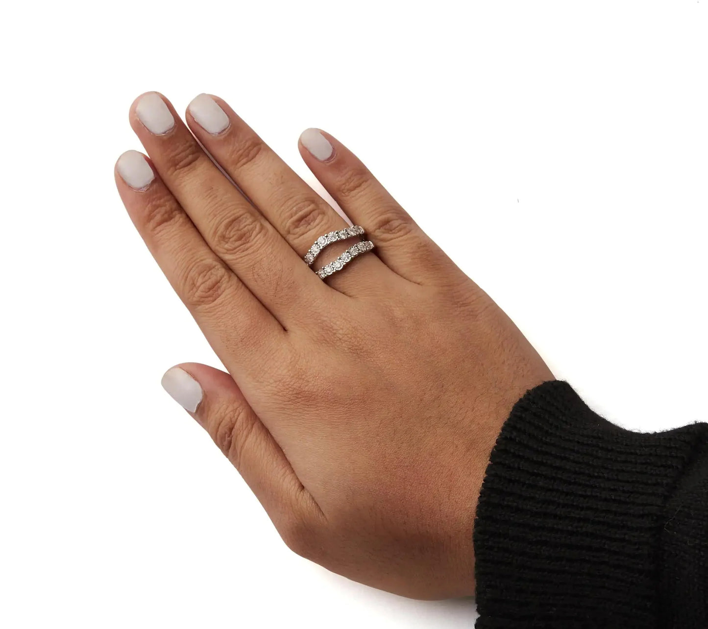 Anillo Guardián de Diamantes Envolvente de Oro Blanco de 14k