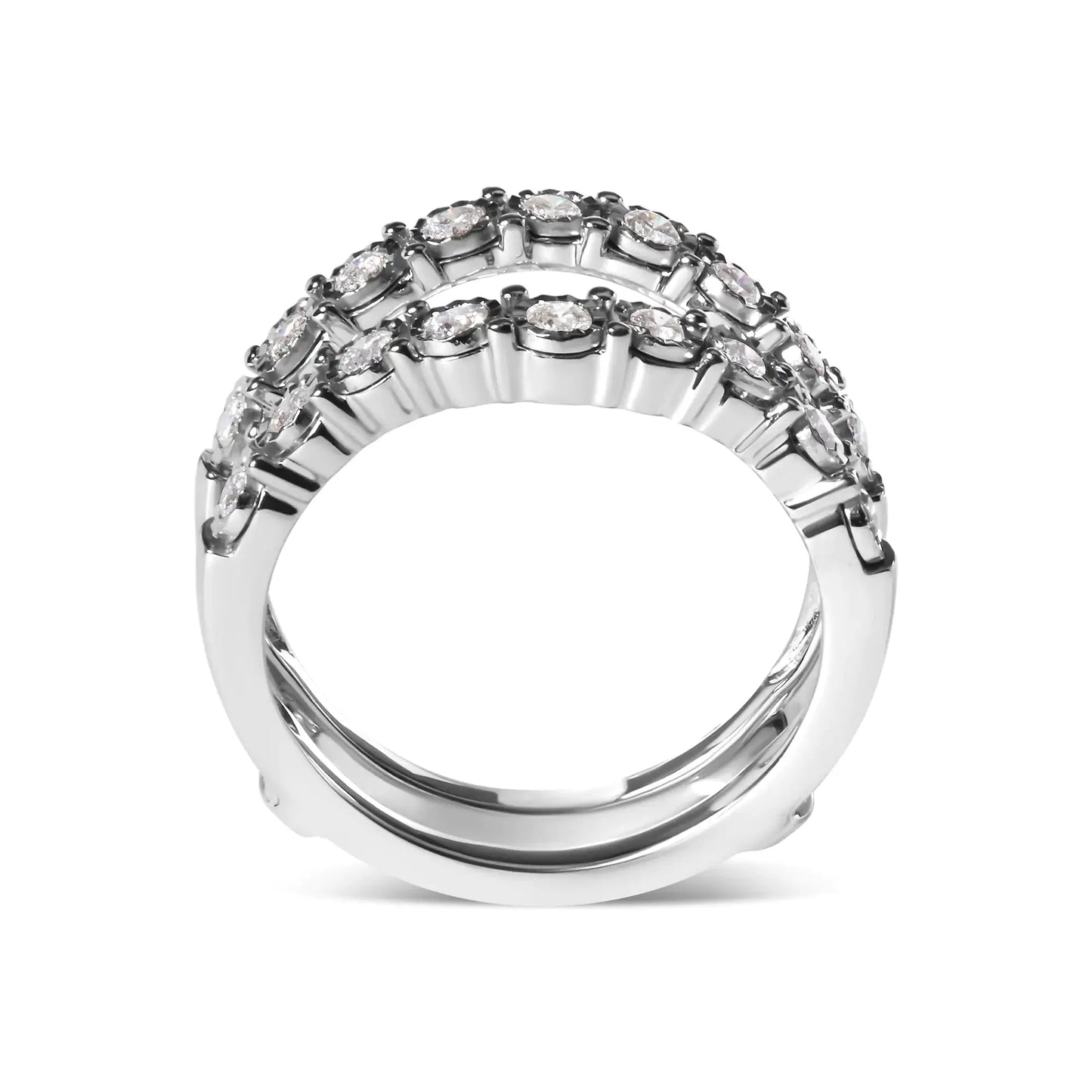 Anillo Guardián de Diamantes Envolvente de Oro Blanco de 14k