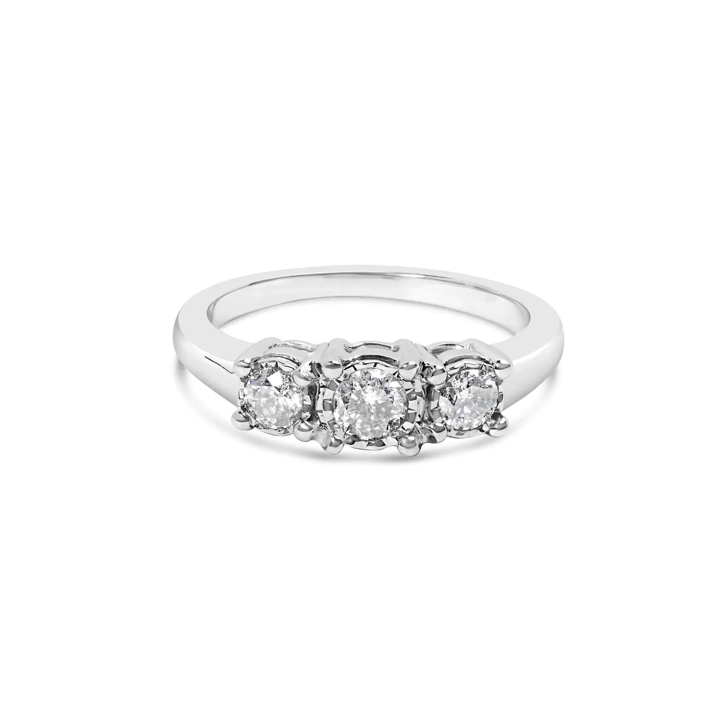14K White Gold Lab Grown Diamond Three Stone Ring