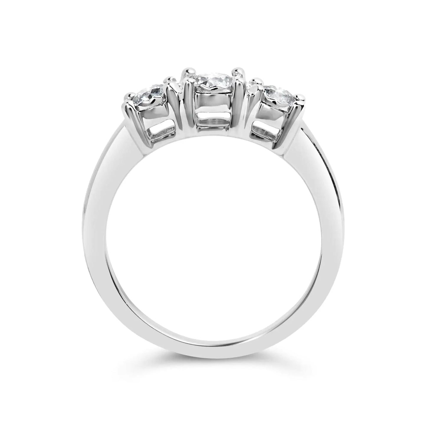Bague trois pierres en diamant cultivé en laboratoire en or blanc 14K