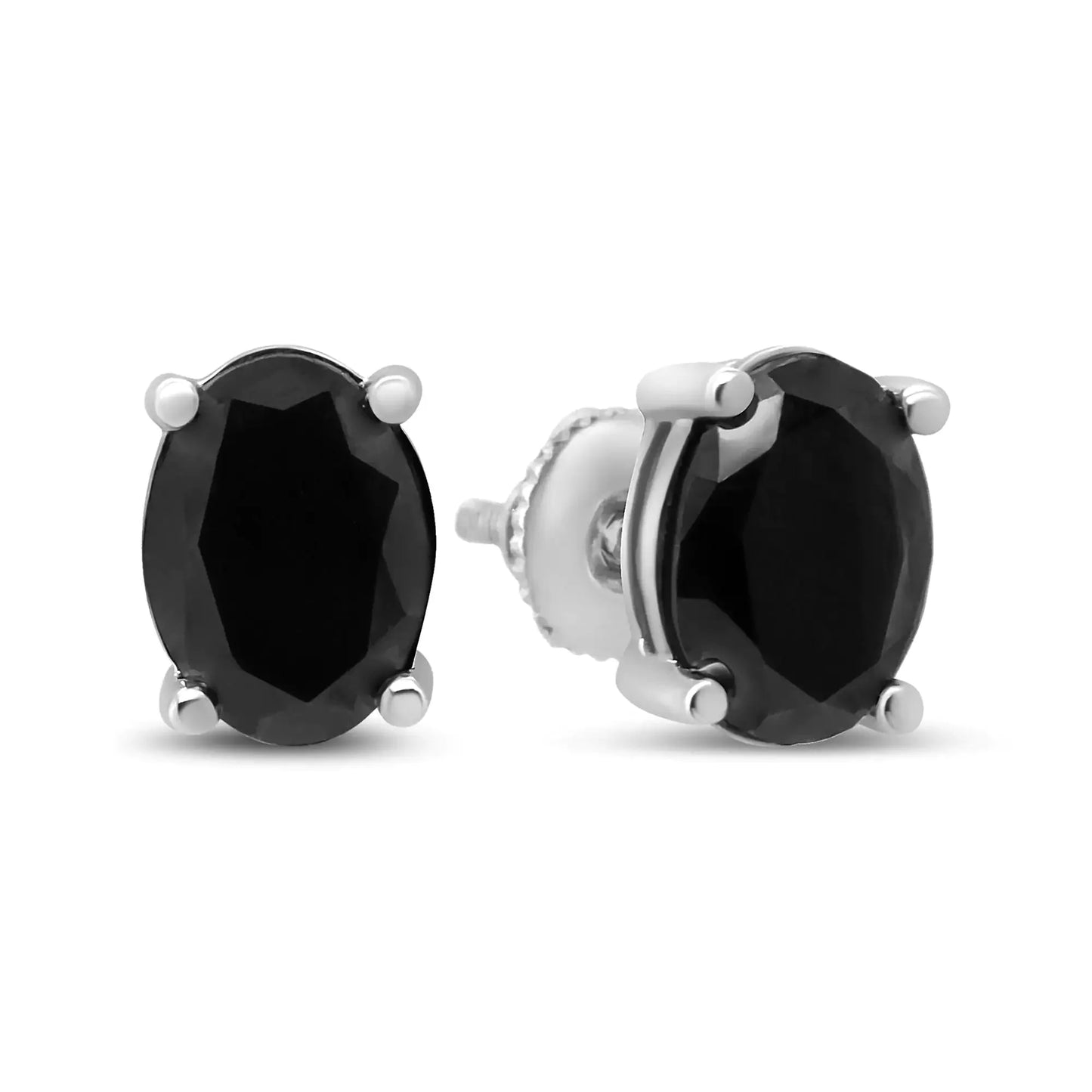 Boucles d'oreilles en diamant noir rond en or blanc 14K 1/2 Cttw