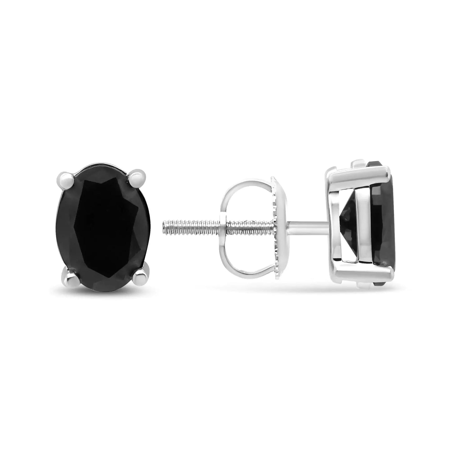 Boucles d'oreilles en diamant noir rond en or blanc 14K 1/2 Cttw