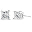 14K White Gold Princess Cut Diamond Solitaire Stud Earrings