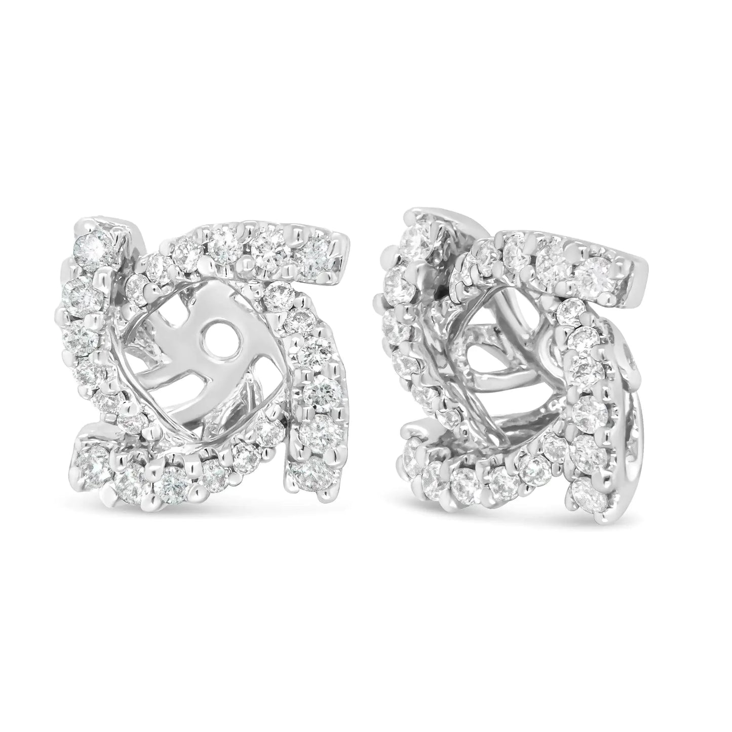 Chaquetas de Aretes de Diamante en Oro Blanco de 14K para Studs de 4mm