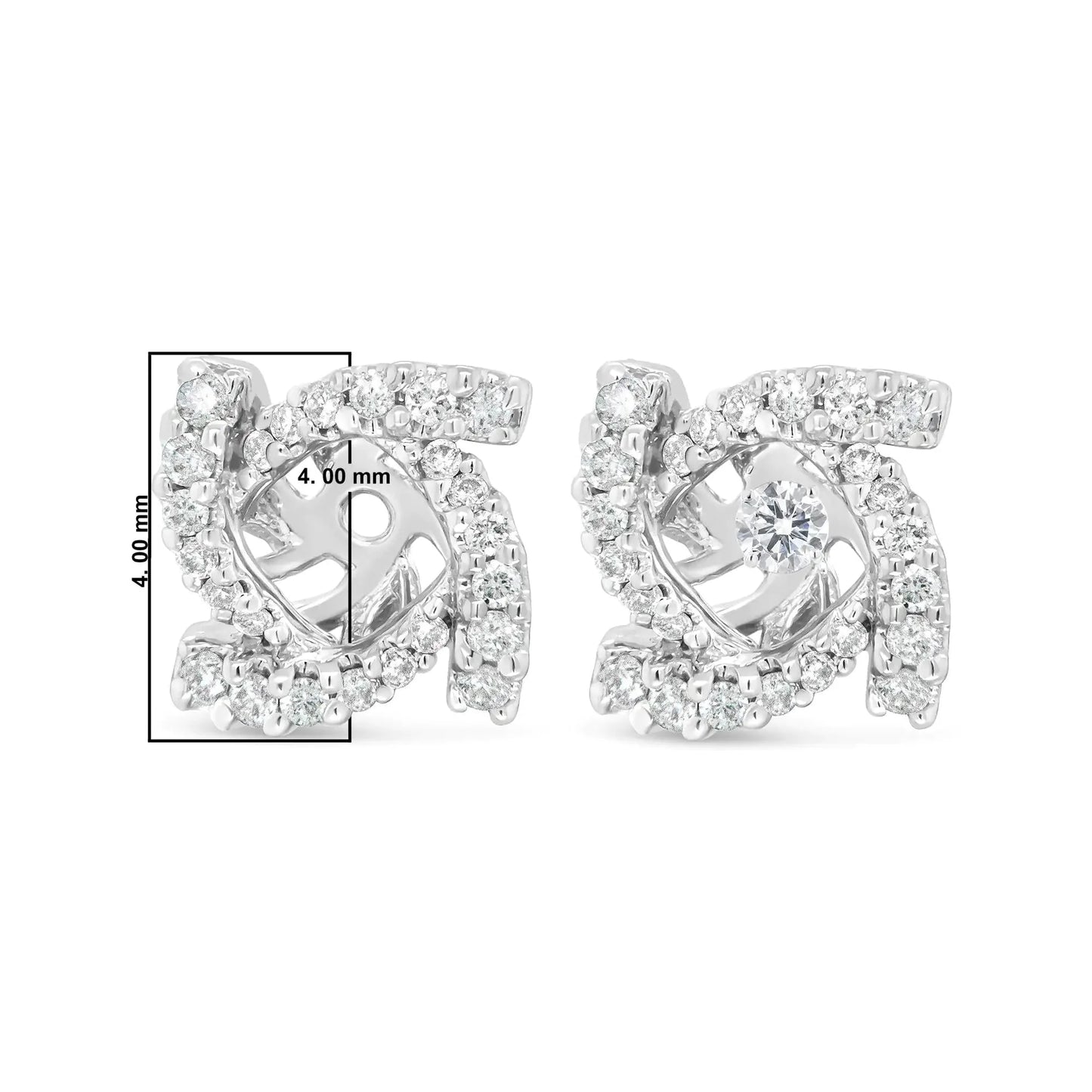 14K White Gold Diamond Spiral Earring Jackets for 4mm Studs