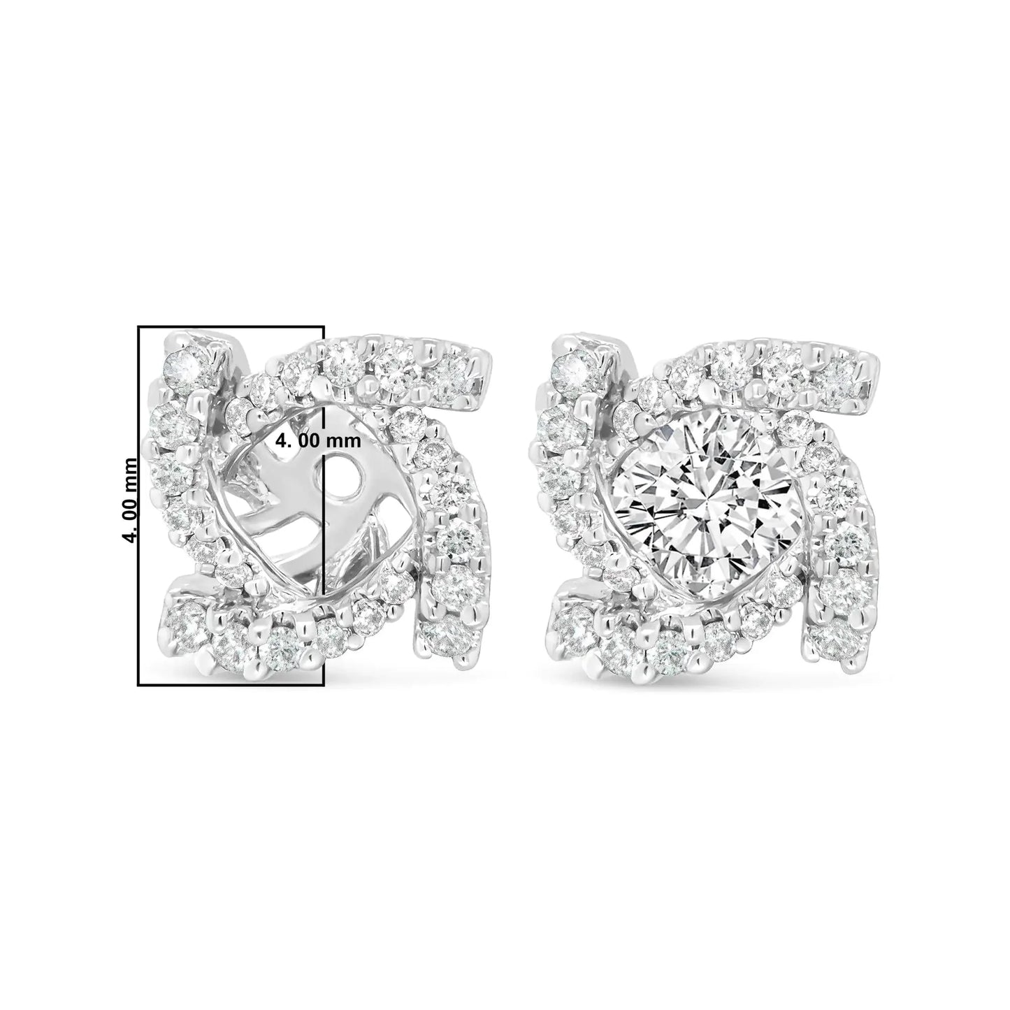 Chaquetas de Aretes de Diamante en Oro Blanco de 14K para Studs de 4mm