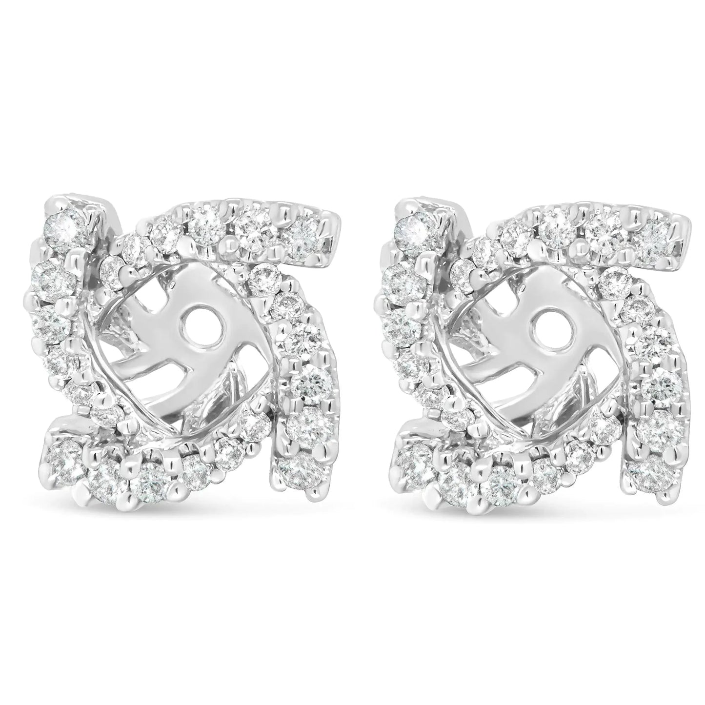 Chaquetas de Aretes de Diamante en Oro Blanco de 14K para Studs de 4mm