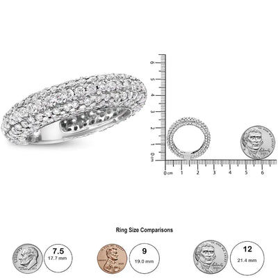 14K White Gold 2 1/2 Cttw Round-Cut Diamond Cluster Band Ring