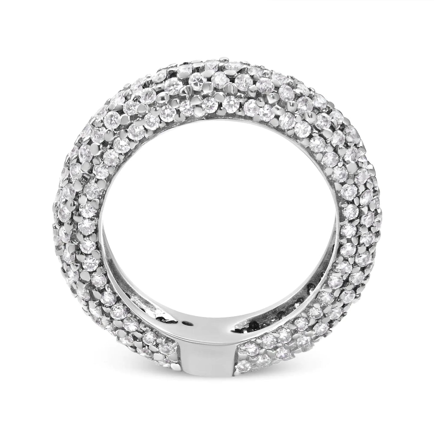 Anillo de banda de diamantes en racimo de corte redondo de 14K oro blanco 2 1/2 Cttw